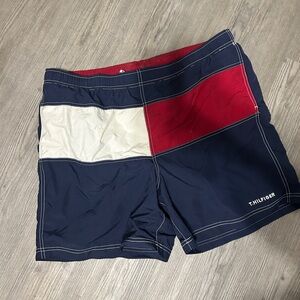 Tommy Hilfiger Red and White Swim Trunks